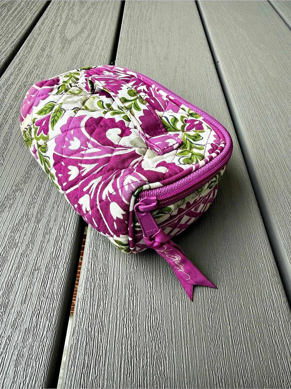 Vera Bradley Priscilla Pink Hatbox Cosmetic Bag Retired Floral Makeup Case